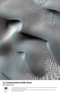 La composizione delle dune ESP_025042_1375 La fotocamera HiRISE è la più potente del suo genere mai inviata attorno ad un altro pianeta. La fotocamera ad alta risoluzione mostra il Pianeta Rosso con dettagli davvero in