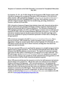 Response to Comments on the Draft Alternatives Assessment for Nonylphenol Ethoxylates - May 2012