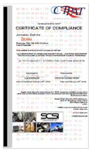 SCSI Compliance Certificate