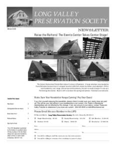 Long Valley Preservation Society LONG VALLEY PRESERVATION SOCIETY NEWSLETTER