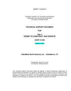 DRAFT[removed]VERMONT AGENCY OF NATURAL RESOURCES Department of Environmental Conservation Air Quality & Climate Division
