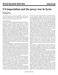 World Socialist Web Site  wsws.org US imperialism and the proxy war in Syria By David North