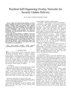 JSAC Paper #Resilient Self-Organizing Overlay Networks for Security Update Delivery