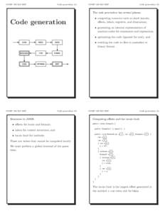COMP 520 FallCode generation (1) COMP 520 Fall 2007