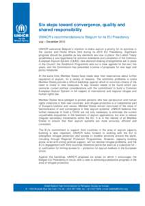 UNHCR recommendations to Belgium for its EU Presidency