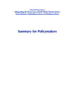 Summary for Policymakers  1 IPCC/TEAP Special Report