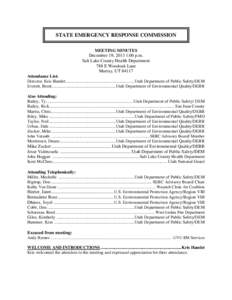 STATE EMERGENCY RESPONSE COMMISSION MEETING MINUTES December 19, 2013 1:00 p.m. Salt Lake County Health Department 788 E Woodoak Lane Murray, UT 84117