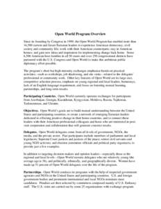 Open World Program Overview