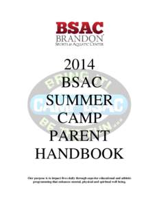 2014 BSAC SUMMER CAMP PARENT HANDBOOK