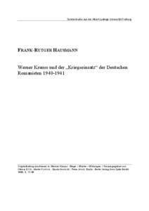 Werner Krauss und der "Kriegseinsatz" der deutschen Romanisten[removed]