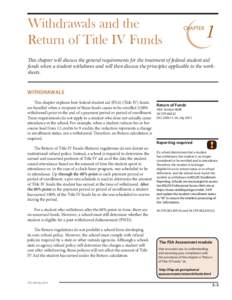 Withdrawals and the Return of Title IV Funds CHAPTER  1