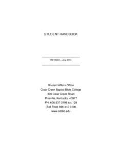 STUDENT HANDBOOK  _________________________ REVISED – July[removed]_________________________
