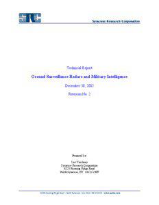 Technical Report  Ground Surveillance Radars and Military Intelligence