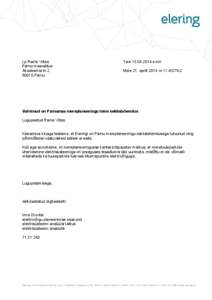 Lp Raine Viitas Pärnu maavalitus Akadeemia tn[removed]Pärnu  Teie[removed]e-kiri