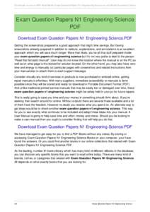 Get Instant Access to PDF Read Books Exam Question Papers N1 Engineering Science at our eBook Document Library  Exam Question Papers N1 Engineering Science PDF Download Exam Question Papers N1 Engineering Science.PDF Get