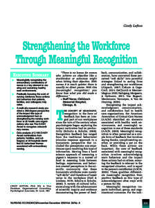 Cindy Lefton  Strengthening the Workforce Through Meaningful Recognition EXECUTIVE SUMMARY Meaningfully recognizing the