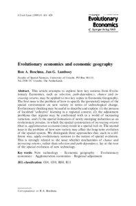 Evolutionary economics / Paul Krugman / Economics / Economic geography / Path dependence