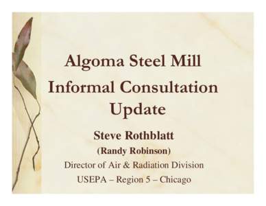 Algoma Steel Mill Information Consultation Update - December 2007