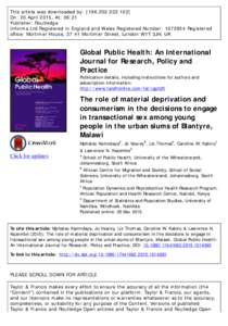 This article was downloaded by: [On: 20 April 2015, At: 06:21 Publisher: Routledge Informa Ltd Registered in England and Wales Registered Number: Registered office: Mortimer House, 37-41 Mortimer