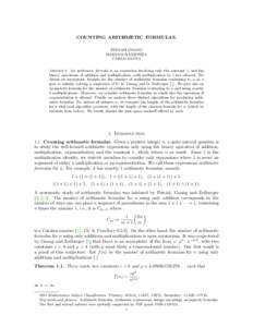 COUNTING ARITHMETIC FORMULAS. EDINAH GNANG MAKSYM RADZIWILL CARLO SANNA Abstract. An arithmetic formula is an expression involving only the constant 1, and the binary operations of addition and multiplication, with multi