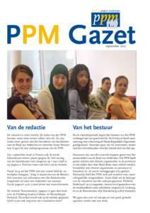 PPM Gazet september 2013 Van de redactie  Van het bestuur