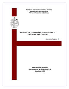 Pontificia Universidad Católica de Chile Magíster en Ciencia Política Mención Estudios de Defensa ÐÏ à¡ ± á