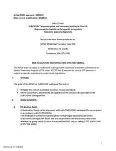 SUBOXONE® (buprenorphine and naloxone) sublingual film CIII Buprenorphine (opioid partial agonist‐antagonist) Naloxone (opioid antagonist)