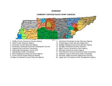 TENNESSEE COMMUNITY SERVICES BLOCK GRANT AGENCIES 1. Shelby County Community Service Agency 2. Delta Human Resource Agency 3. Southwest Human Resource Agency