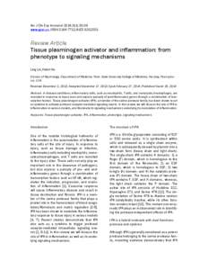 Am J Clin Exp Immunol 2014;3(1):30-36 www.ajcei.us /ISSN:[removed]AJCEI1312001 Review Article Tissue plasminogen activator and inflammation: from phenotype to signaling mechanisms