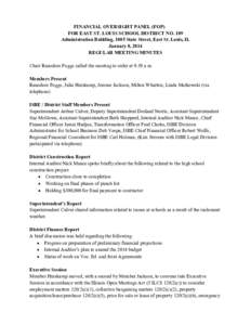 East St. Louis School District 189 Financial Oversight Panel Meeting Minutes - January 8, 2014