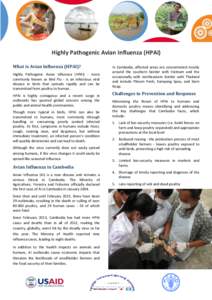 Highly Pathogenic Avian Influenza (HPAI) What is Avian Influenza (HPAI)? Highly Pathogenic Avian Influenza (HPAI) - more commonly known as Bird Flu - is an infectious viral disease in birds that spreads rapidly and can b