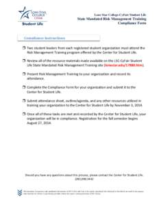 Lone Star College-CyFair Student Life  State Mandated Risk Management Training Compliance Form  Compliance Instructions