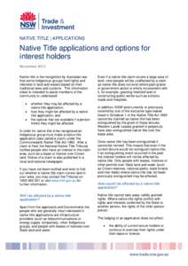 Native Title applications and options for interest holders