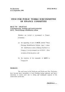 For discussion on 23 September 1998 PWSC[removed]ITEM FOR PUBLIC WORKS SUBCOMMITTEE