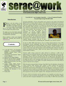 Electronic Newsletter, January – July, 2009 Social and Economic Rights Action Center