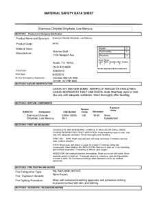 MATERIAL SAFETY DATA SHEET  Stannous Chloride Dihydrate, Low Mercury SECTION 1 . Product and Company Idenfication  Product Name and Synonym: