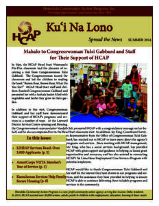 Honolulu Community Action Program, Inc. Providing Opportunities and Inspiration Since 1965 Ku‘i Na Lono Spread the News