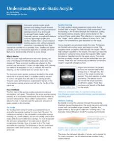 Understanding Anti-Static Acrylic by: Jim DeCoux R&D Manager for Tru Vue Anti-static sputter-coated acrylic protects and displays fragile artwork.