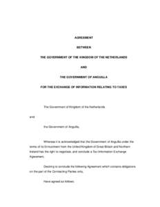 AGREEMENT  BETWEEN THE GOVERNMENT OF THE KINGDOM OF THE NETHERLANDS