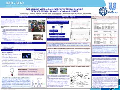 R&D - SEAC  Safety & Environmental Assurance Centre SAFE DRINKING WATER- A CHALLENGE FOR THE DEVELOPING WORLD DETECTION OF VIABLE SALMONELLAE IN POTABLE WATER