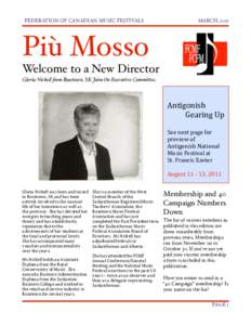 FEDERATION OF CANADIAN MUSIC FESTIVALS !  MARCH, 2011 Più Mosso Welcome to a New Director