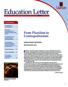 Education Letter A publication of the Faculty of Education and the Education Alumni Committee Fall/Winter[removed]From Pluralism…