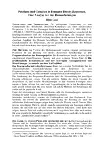 Probleme und Gestalten in Hermann Brochs Bergroman. Eine Analyse der drei Romanfassungen Ildikó Czap