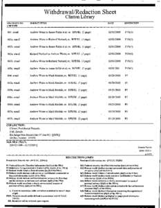 Withdrawal/Redaction Sheet Clinton Library DOCUMENT NO. AND TYPE