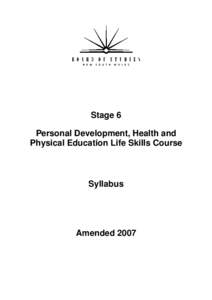 Stage 6 PDHPE Life Skills syllabus