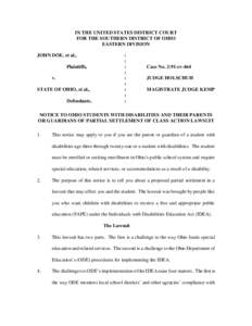 Individuals with Disabilities Education Act / Special education in the United States / Class action / Lawsuit / Class action lawsuits / John Freshwater / Law / Civil law / 108th United States Congress