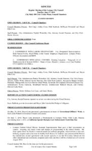 MINUTES Regular Meeting of the Lompoc City Council Tuesday, June 17, 2014 City Hall, 100 Civic Center Plaza, Council Chambers CLOSED SESSION OPEN SESSION – 5:45 P.M. – Council Chambers