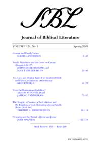 Journal of Biblical Literature VOLUME 124, No. 1 Genesis and Family Values