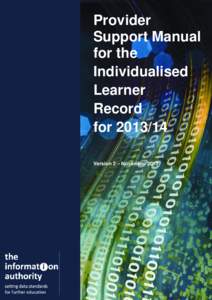 Provider Support Manual for the Individualised Learner Record