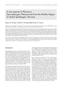 NORWEGIAN JOURNAL OF GEOLOGY  A new species of Pliosaurus (Sauropterygia: Plesiosauria) from central Spitsbergen, Norway 235